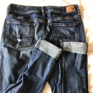 Dark Wash AE Ripped Jeggings